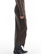 someone sometimes Slim Knit Minimal Casual Crewneck Long Sleeve Women Gray Top & Skirt Sets