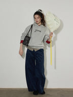 Lofi choose High Waist Stretch Wide Leg Zip Office Casual Women Brown Navy Straight Pants