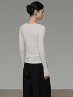 unspoken Breathable Skin Friendly Slim Fit Button Half Collar Women Knit Cardigans