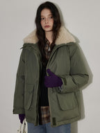 Lofi choose 90 Percent White Duck Down Insulated Commuter Relaxed Fit Olive Zip Down Jackets