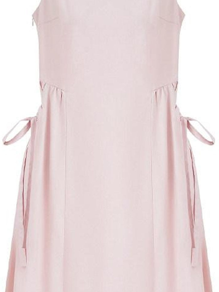 fano Tencel Lyocell Aline Sleeveless Square Neck Korean Commuter Midi Dresses