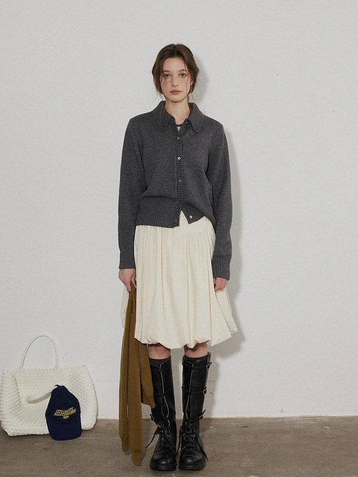 Lofi choose High Waist Irregular Hem Loose Fit Workwear Solid Beige Office Midi Skirts