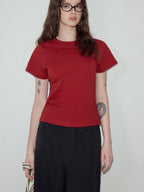 fano Soft Cotton Korean Slim Crew Neck Short Sleeve Women Crop Tee Basic Crop Tops