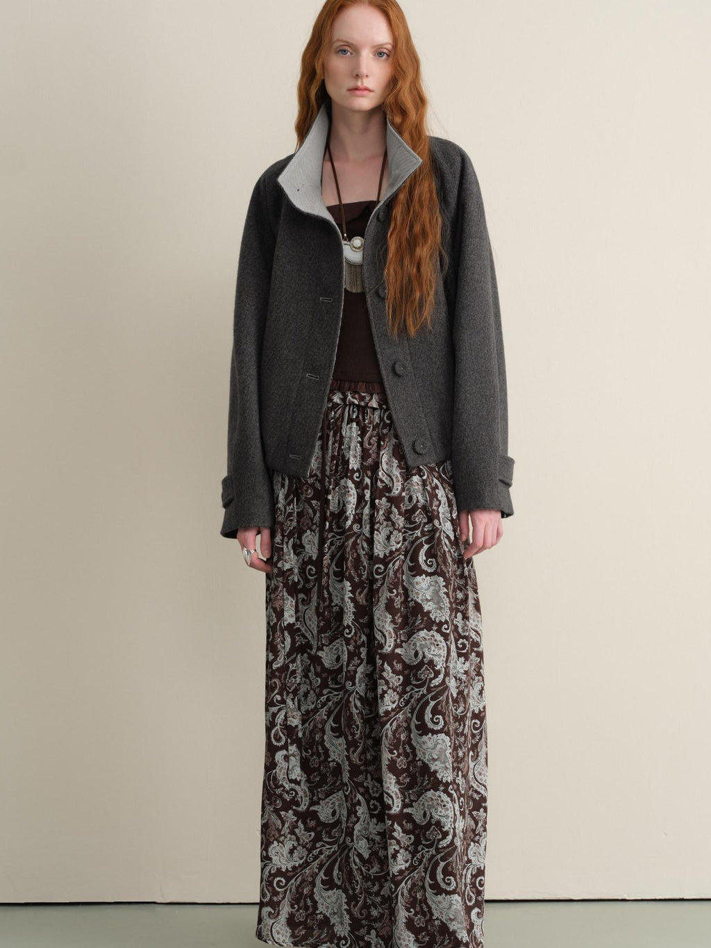 someonesometimes Lace Paisley Tie Mid Waist Relaxed H Line Casual Vacation Ladies Maxi Skirts