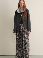 someonesometimes Lace Paisley Tie Mid Waist Relaxed H Line Casual Vacation Ladies Maxi Skirts