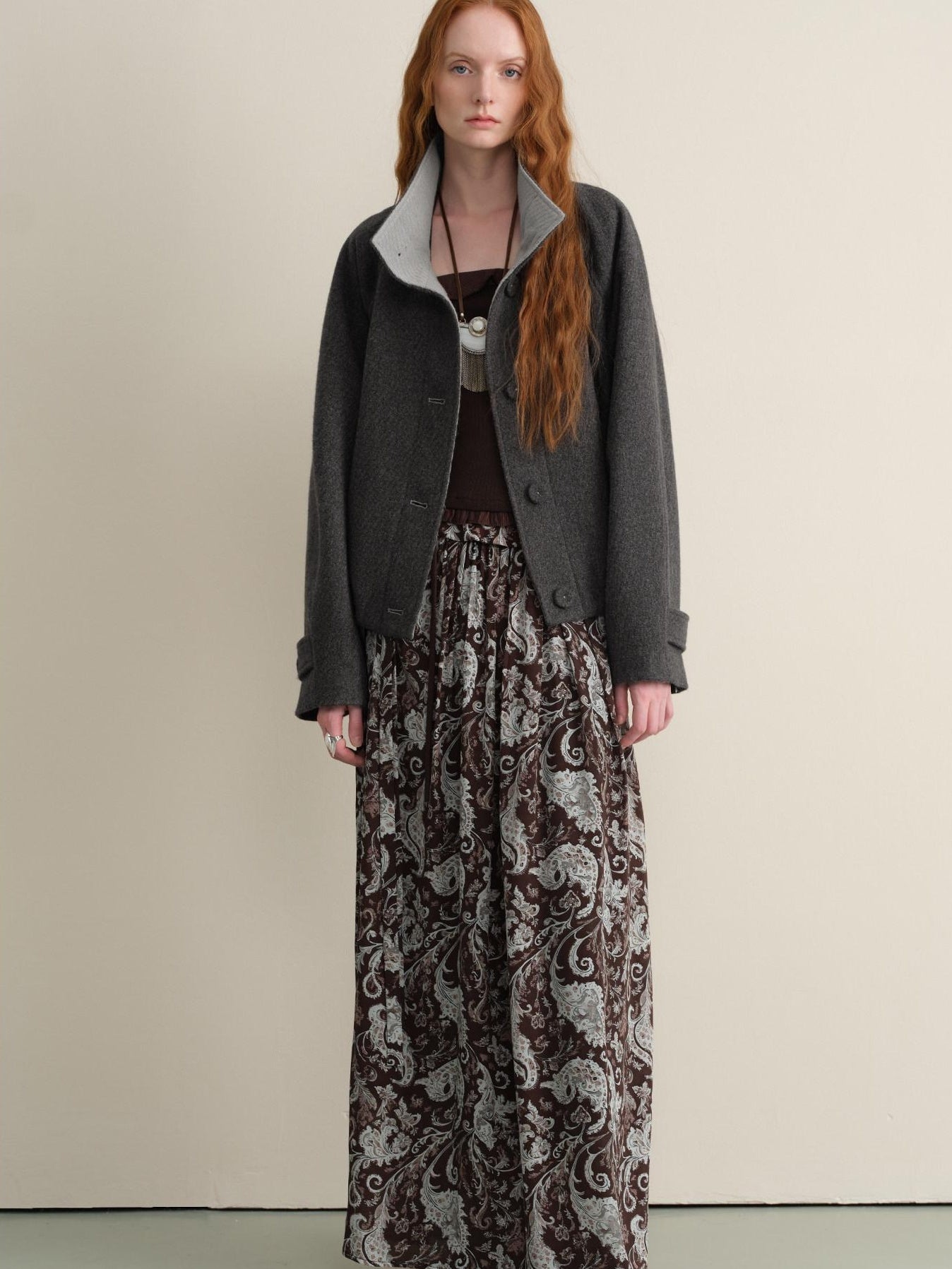 someonesometimes Lace Paisley Tie Mid Waist Relaxed H Line Casual Vacation Ladies Maxi Skirts