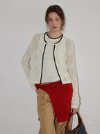 Lofi choose Acrylic Cotton Blend Loose Fit Commuter Two Piece Cardigan Long Sleeve T-Shirts