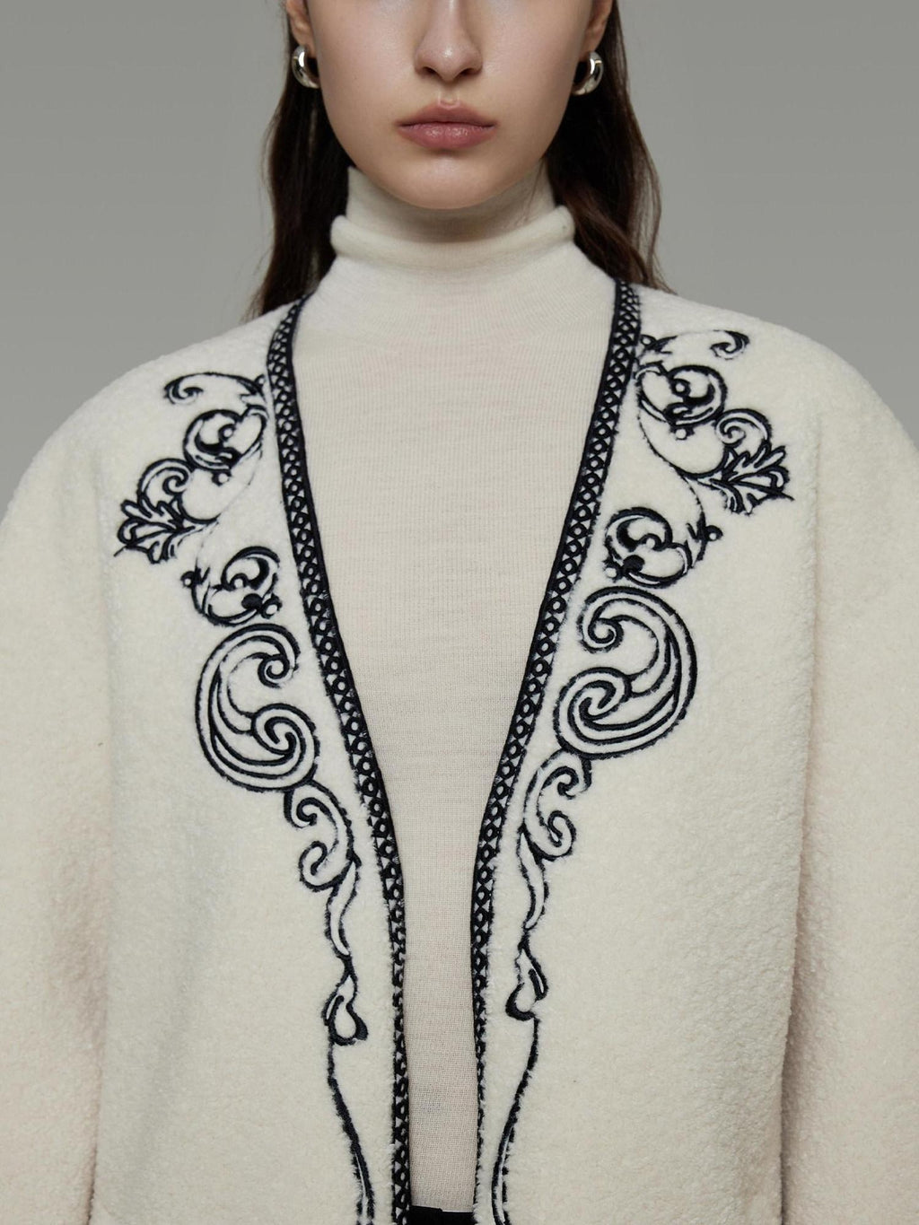 unspoken 3D Tailored Clean Minimalist Loose Fit Women Office White Polyester Short Coat