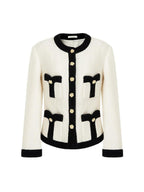 unspoken Black White Colorblock Office Loose Cropped Round Neck Buttoned Knit Cardigans