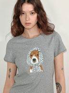 fano Soft Cotton Korean Slim Round Neck Animal Print Women Short Sleeve T-Shirts