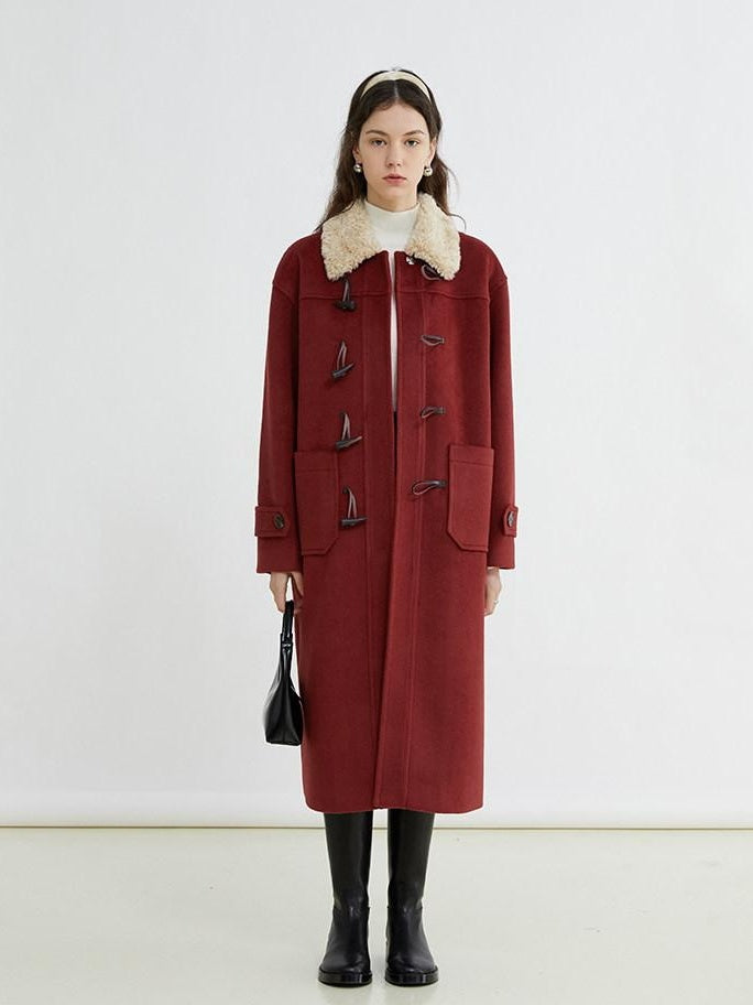fano Warm Thick Mid Length Stand Collar Straight Commuter Young Women Wool Coats