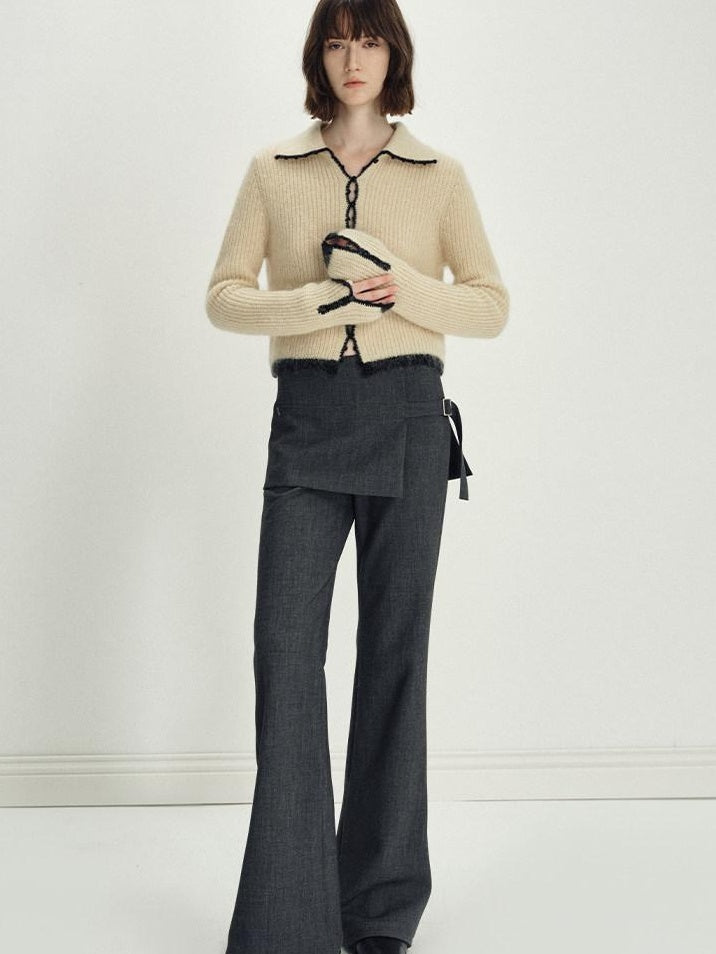 someonesometimes Soft Mohair Wool Blend Slim Short Lapel Buttoned Women Knitwear Cardigans