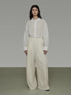 unspoken Breathable Embroidered Loose Polo Women Ramie Lyocell White Button Shirts
