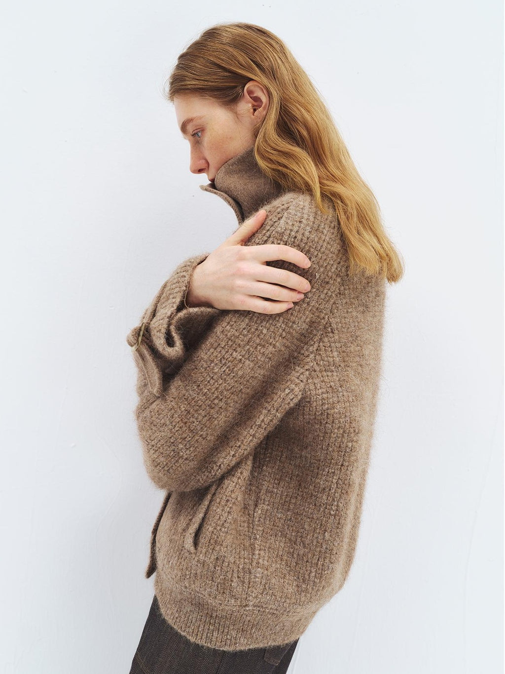 someonesometimes Alpaca Blend Double Breasted Casual Loose Fit Women Lapel Dusty Camel Short Coat