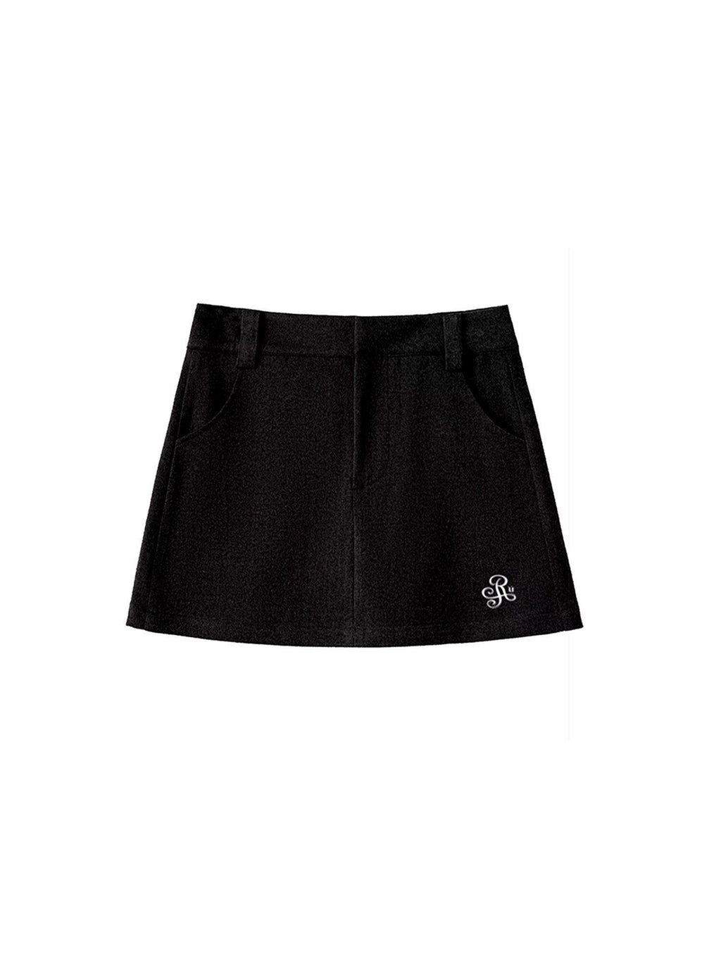 ikyou Shape Retention Lined Embroidered A Line Mid Waist Slim Women Black Mini Skirts
