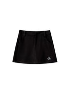 ikyou Shape Retention Lined Embroidered A Line Mid Waist Slim Women Black Mini Skirts