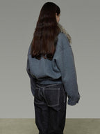 unspoken Deep Gray Cotton Zip Fur Collar Relaxed Commuter Insulated Puffer Jackets