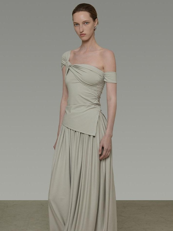 unspoken Minimalist Viscose Short Sleeve Two Piece Women Sage Green Top & Skirt Sets
