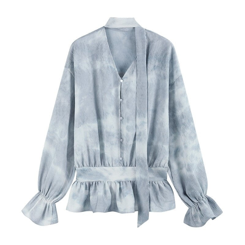 someone_sometimes_Glacier_Blue_Polyester_V-neck_Long_Bell_Sleeve_Loose_Fit_Office_Work_Blouses_MISSTT