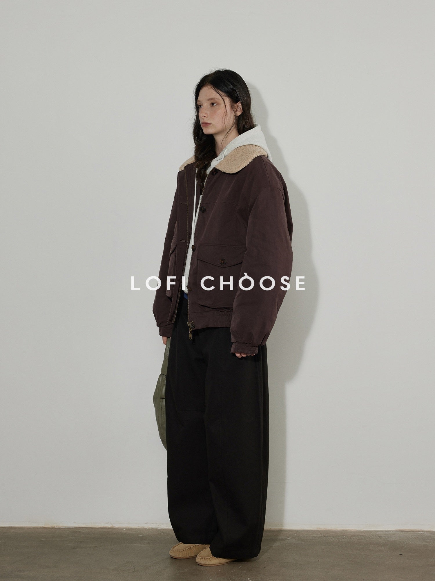 Lofi choose 90 Percent White Duck Down Oversized Turn Down Collar Plum Purple Down Jackets
