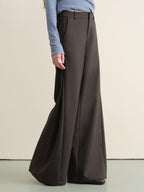 Stretch Knit Olive Gray Micro Flare Casual High Waist Women Flared Pants
