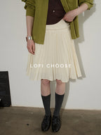 Lofi choose High Waist Pleated A Line Office Ready Women Black Ivory Polyester Mini Skirts