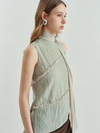 someonesometimes Versatile Viscose Blend Slim Lettuce Edge Camisole Cardamom Green Tank Tops
