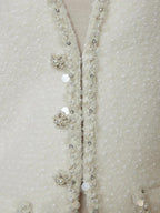 unspoken Soft Ivory Wool Blend Tailored Slim V-neck Long Sleeve Commuter Cardigans