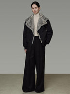 unspoken Warm Thick Fur Collar Loose Commuter Women Black Everyday Short Coat