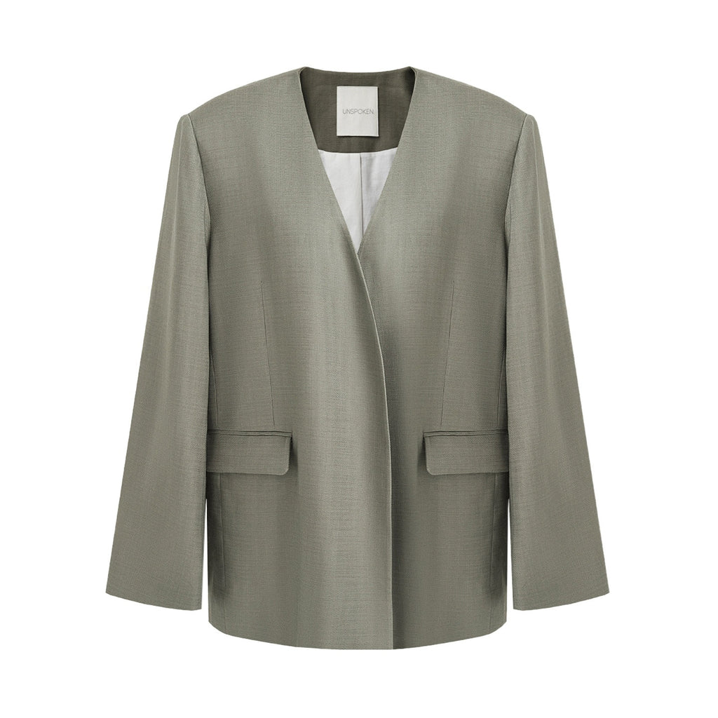 unspoken_Lightweight_Stretch_Office_Vneck_Blazer_Striped_High_Waist_Top_&_Skirt_Sets_MISSTT