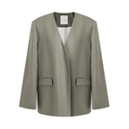 unspoken_Lightweight_Stretch_Office_Vneck_Blazer_Striped_High_Waist_Top_&_Skirt_Sets_MISSTT