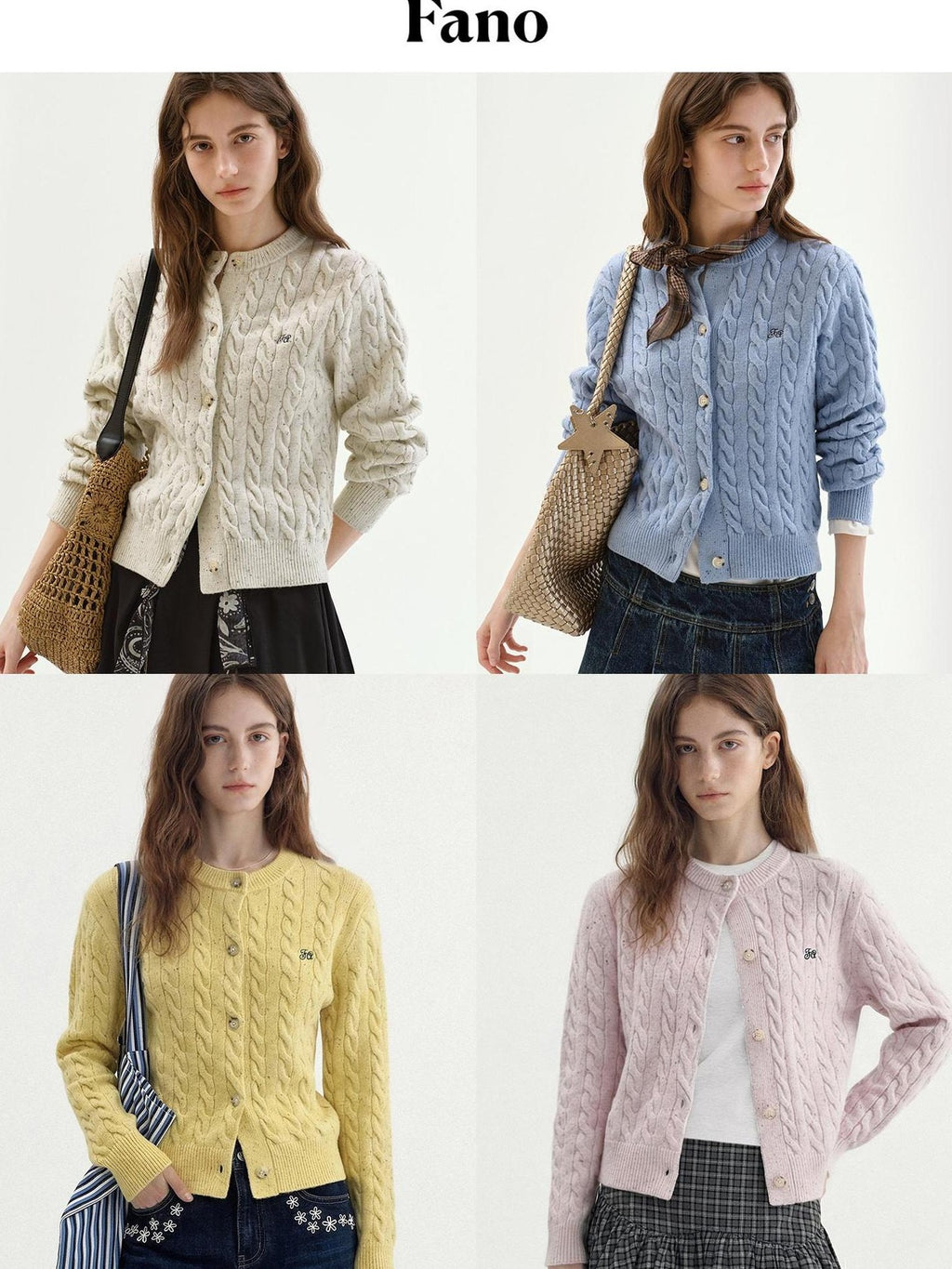 fano Thermal Embroidered Loose Fit Casual Women Long Sleeve Knit Cardigans