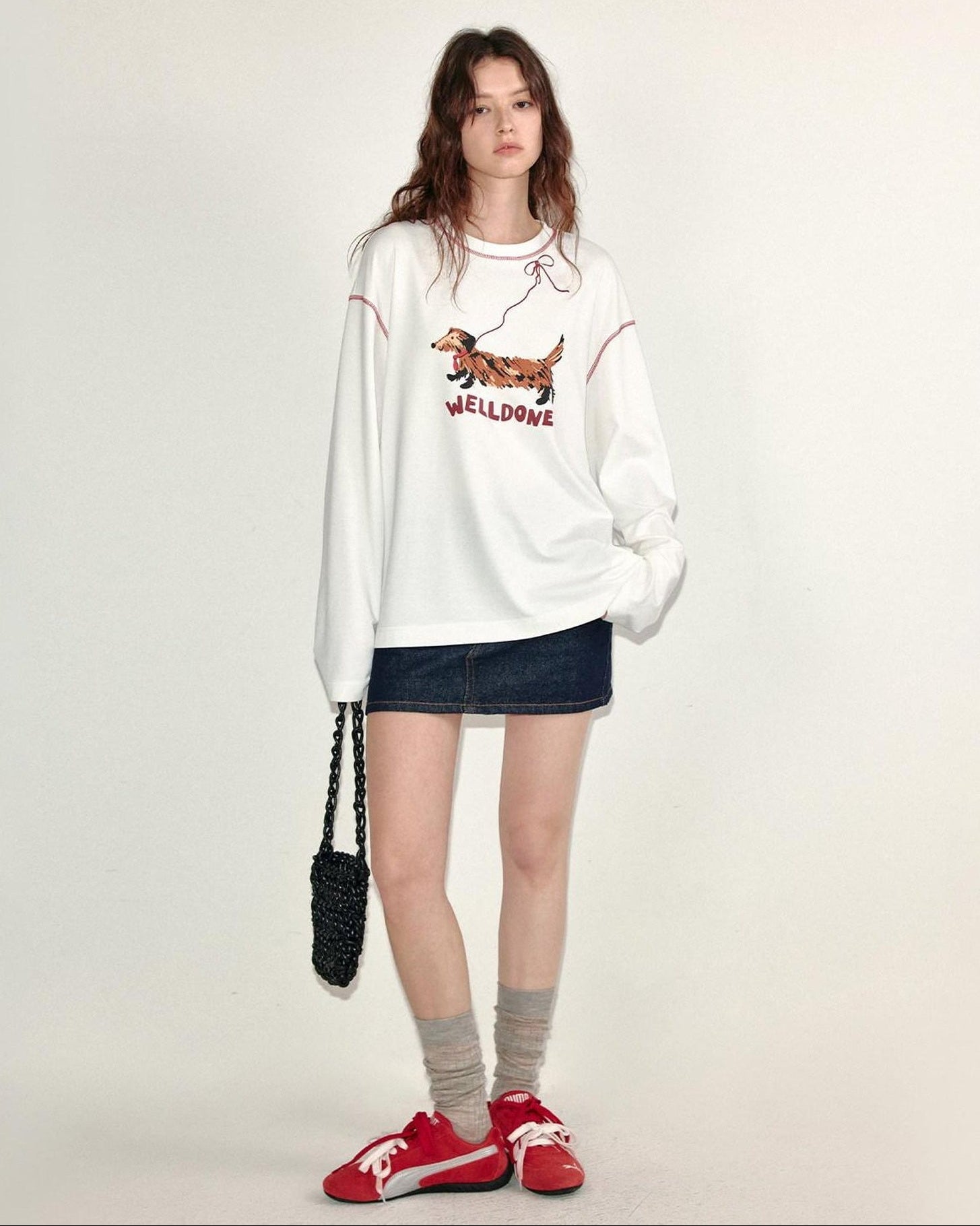 fano Lyocell Stretch Loose Korean Commuter Round Neck Printed Long Sleeve T-Shirts