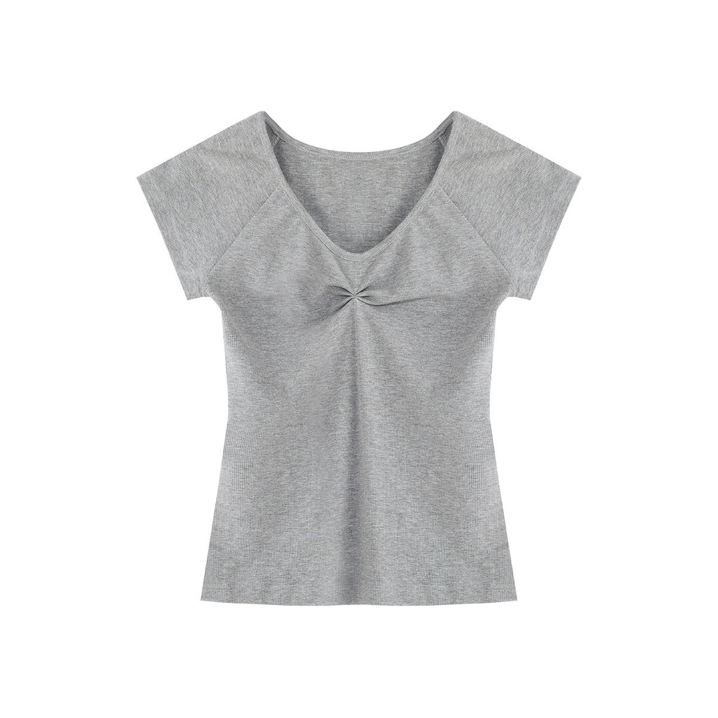 fano_V-neck_Drawstring_Cotton_Blend_Minimal_Straight_Women_Short_Sleeve_T-Shirts_MISSTT