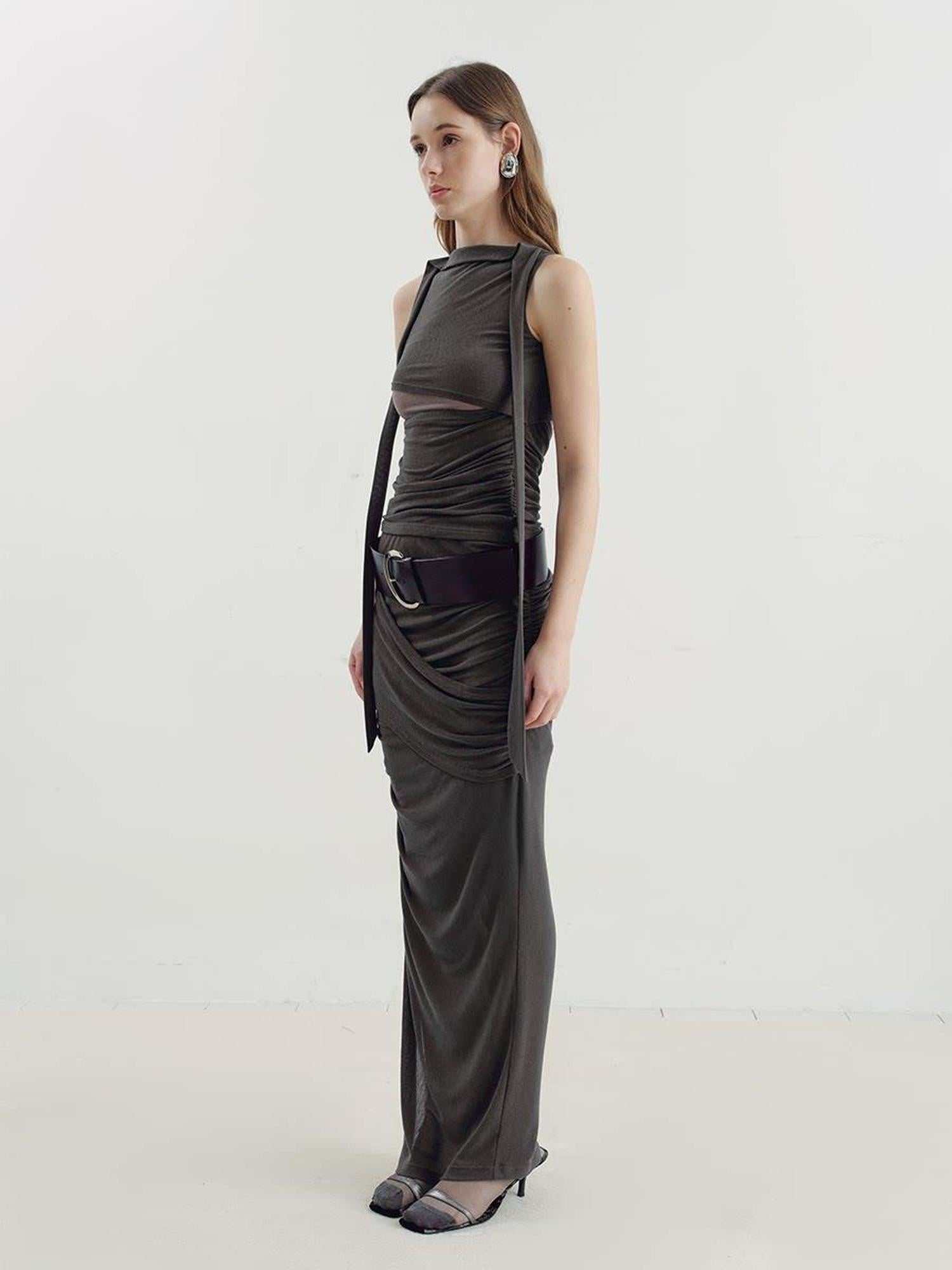 someone sometimes Versatile Pleated Tie Cami Slim Fit Lyocell Linen Blend Women Top & Skirt Sets