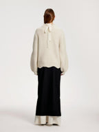 someone sometimes Recycled Viscose Wool Blend Commuter Crew Neck Pullover Cream Sweaters