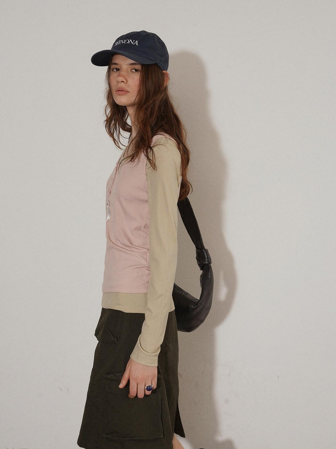 Lofi choose Slim Fit Commuter Round Neck Women Khaki Green Light Gray Long Sleeve T-Shirts