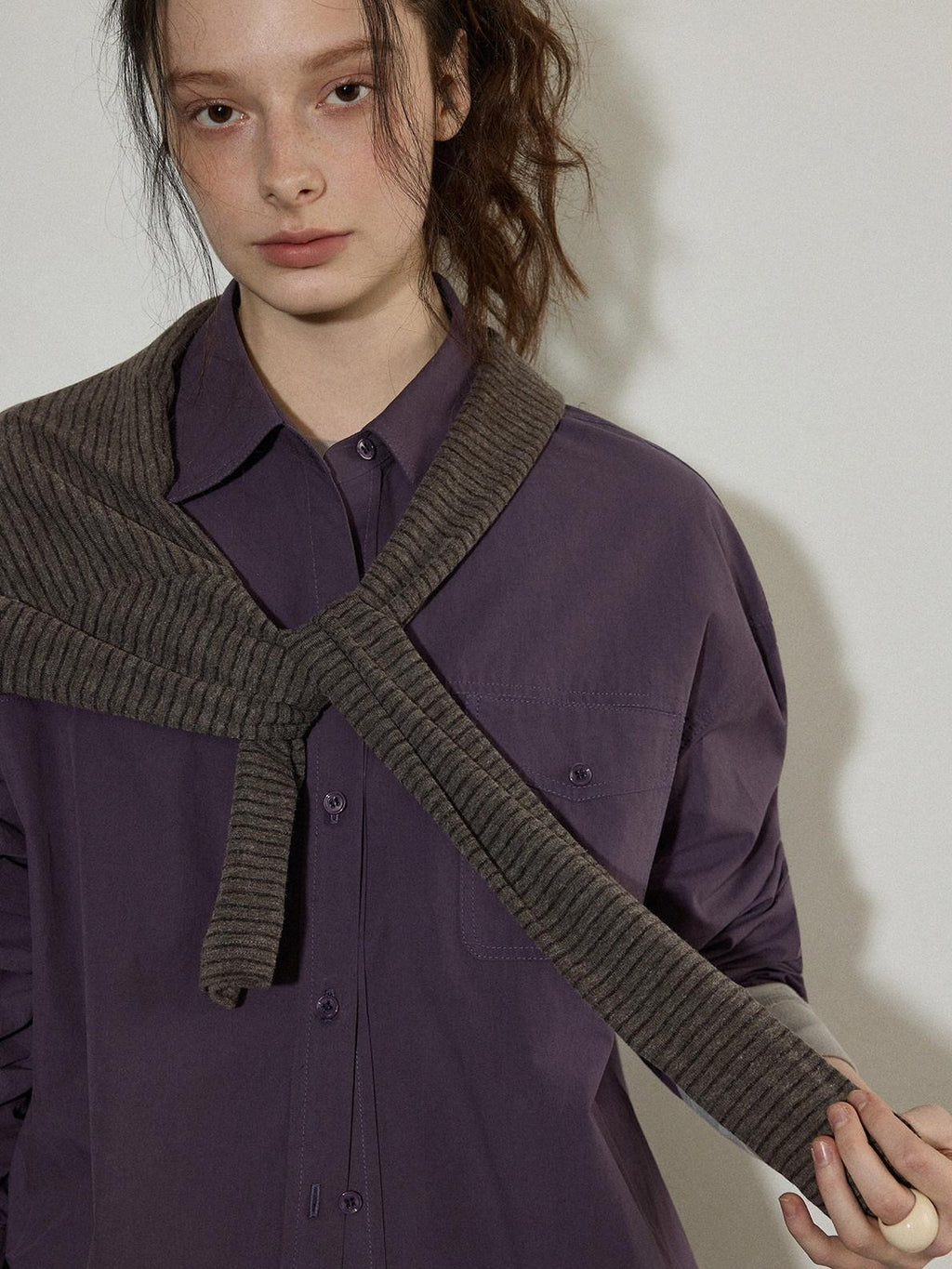 Lofi choose Pure Cotton Relaxed Fit Button Front Turn Down Collar Women Workwear Shirts