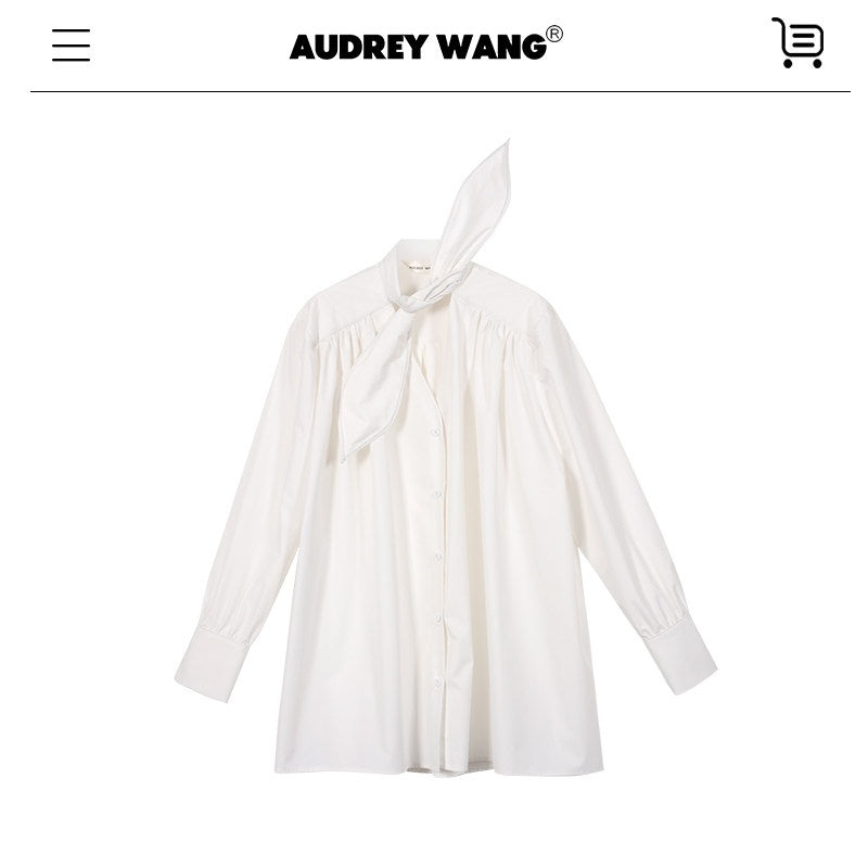 audreyyang_Slimming_Pleated_Oversized_Longline_Button_Long_Sleeve_Women_Poly_Cotton_Blouses_MISSTT