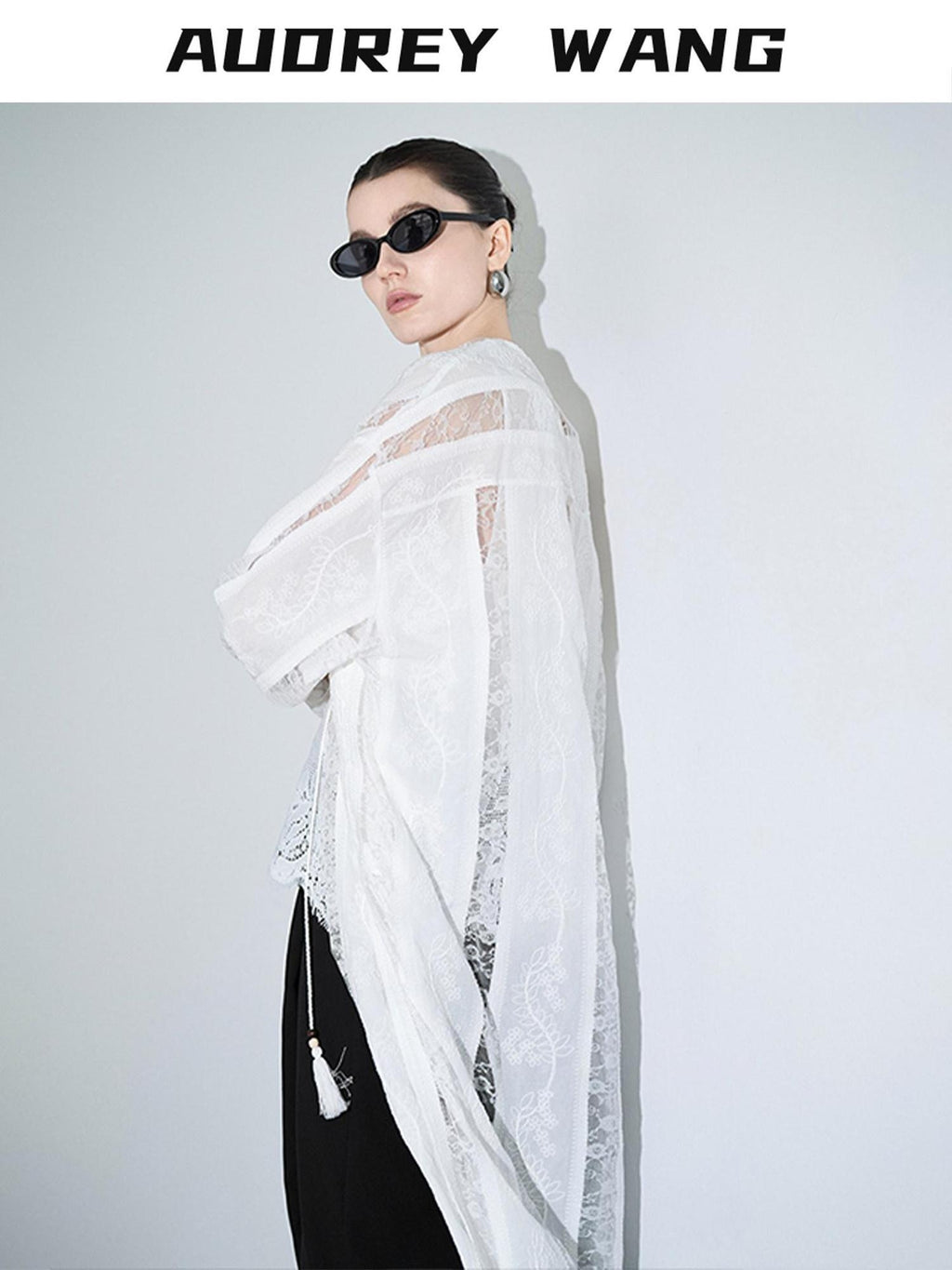 audreyyang Lightweight Breathable Loose Fringe Mid Length Women Cotton Solid Cardigans