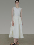 unspoken Polyester Blend A Line Fitted Waist Round Neck Sleeveless Casual Maxi Dresses