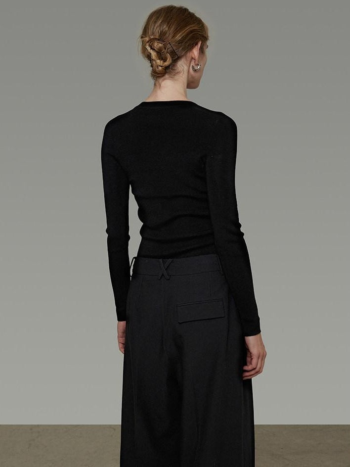 unspoken High Waist Breathable Black Minimalist Zipper Fly Women Wide Leg Pants