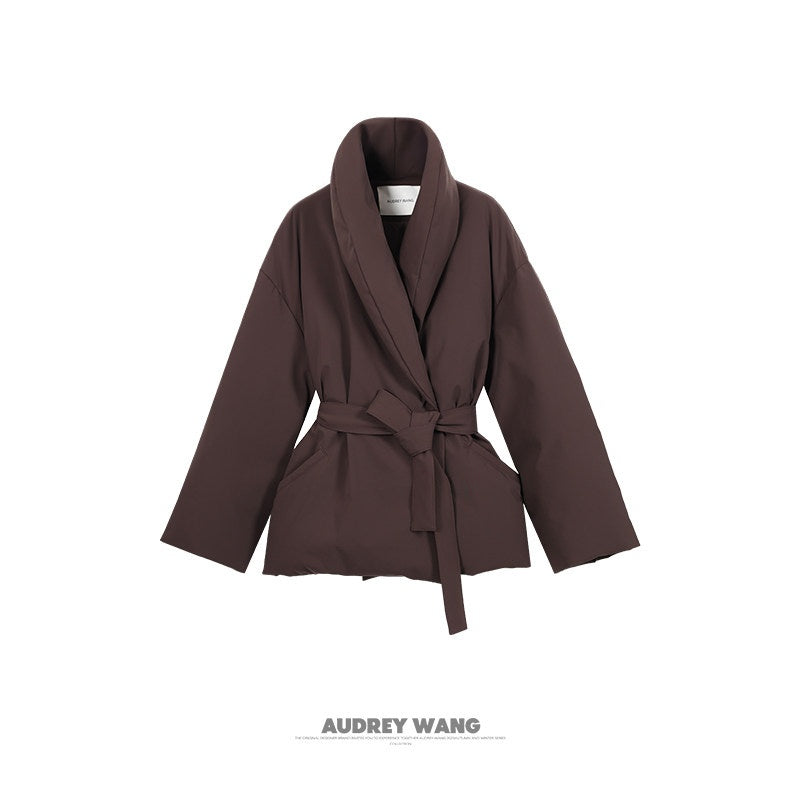 audreyyang_Warm_90%_Duck_Down_Loose_Casual_Stand_Collar_Women_Chocolate_Brown_Down_Jackets_MISSTT