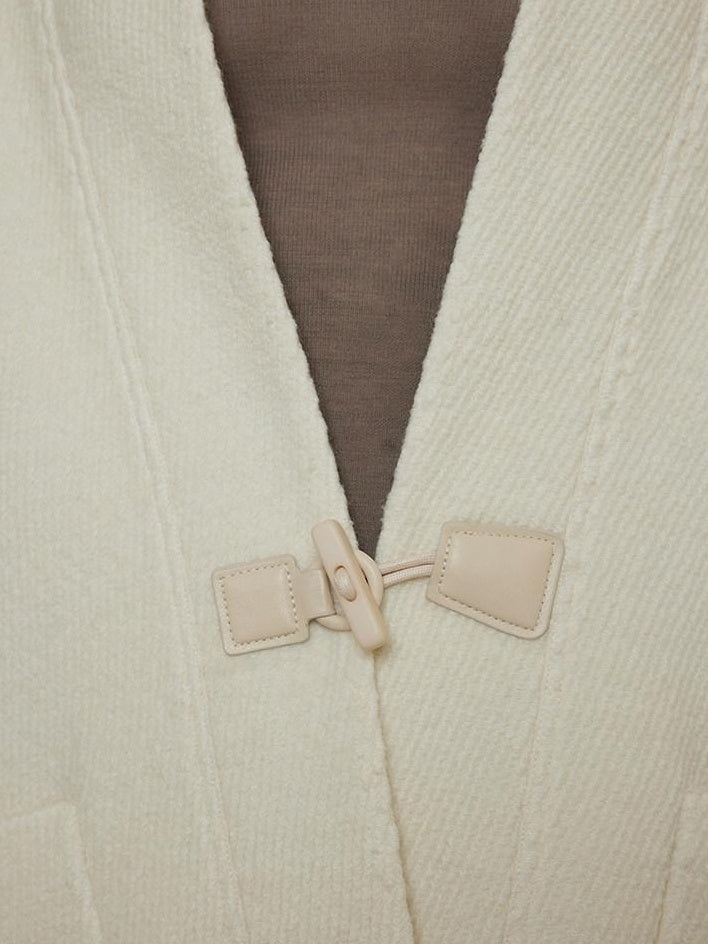 unspoken Minimal 3D Tailored Oversized Single Button Workwear White Mid Length Long Coats