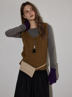 Lofi choose Cozy Knit Blend Relaxed Commuter Women Round Neck Long Sleeve T-Shirts