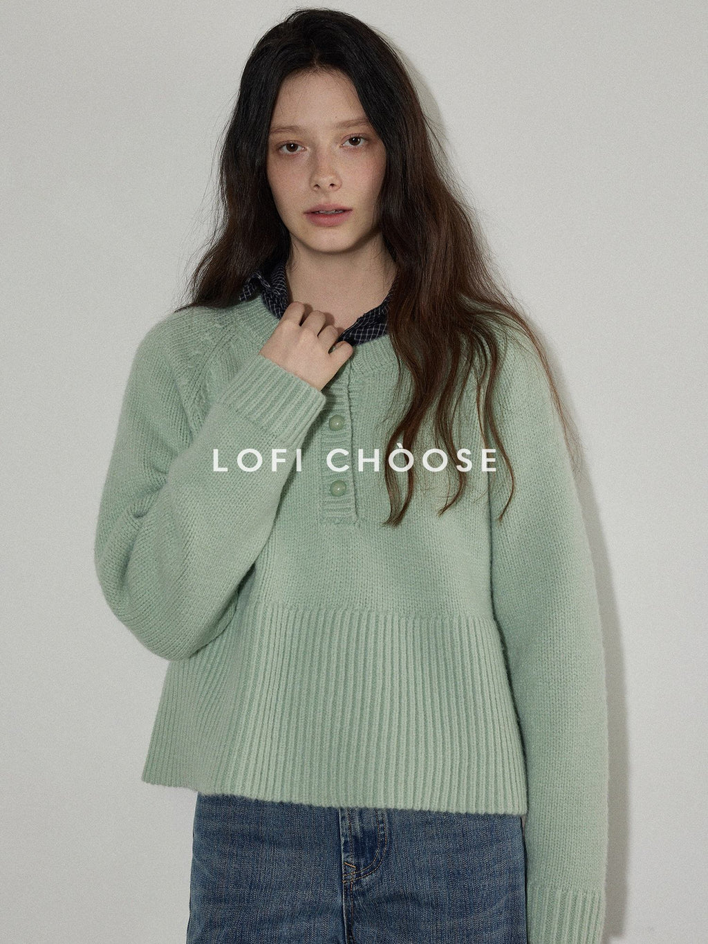 Lofi choose Soft Acrylic Commuter Loose Fit Solid Crewneck Women Knitwear Sweaters