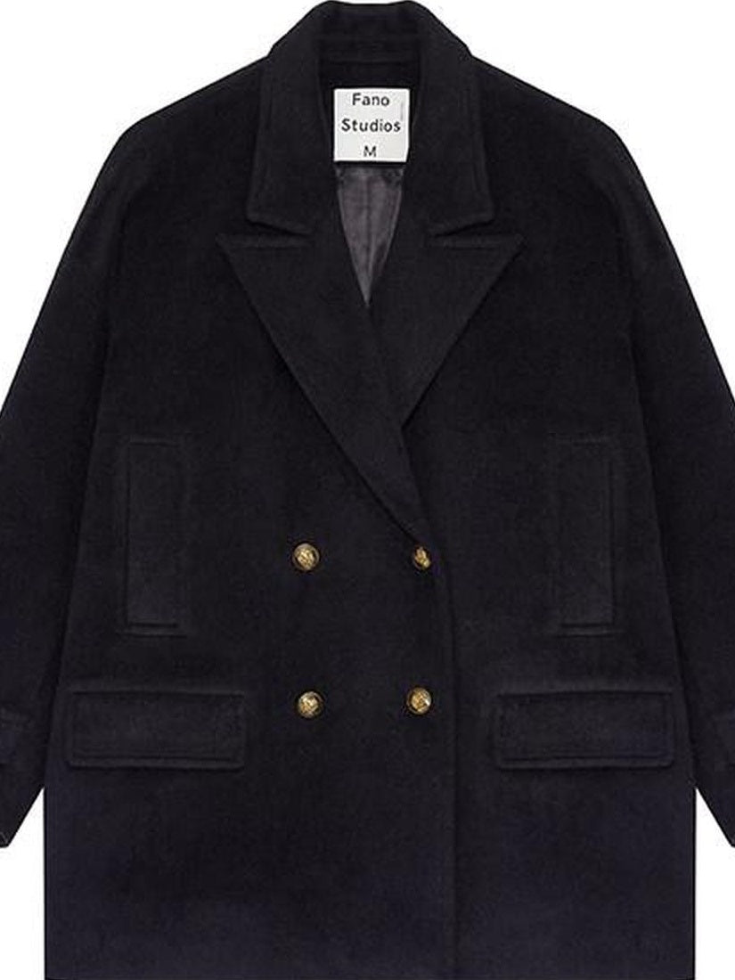 fano Minimalist Commuter Straight Fit Double Breasted Lapel Pocket Women Short Coat