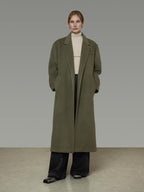unspoken Sculpted 3D Tailoring Relaxed Minimal Commuter Office Dark Green Wool Coats