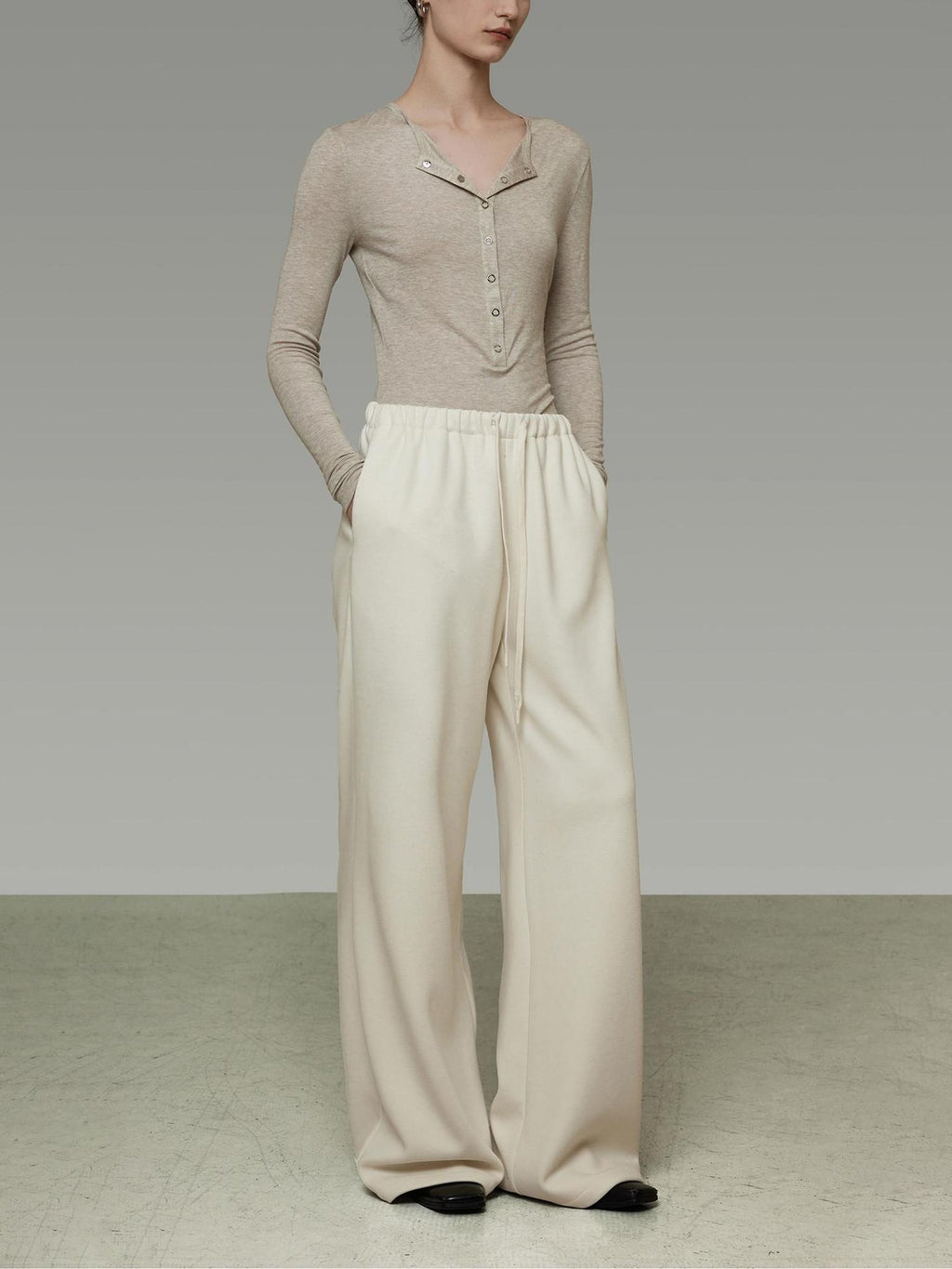 unspoken High Waist Tailored Tie Waist Minimal Workwear Breathable Straight Wide Leg Pants