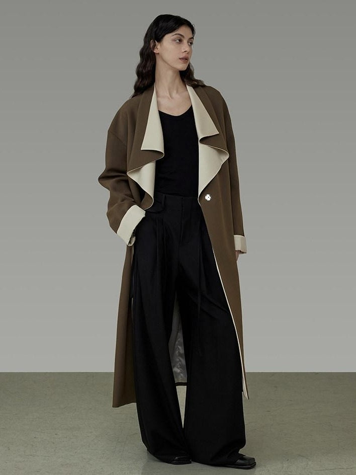 unspoken Minimalist Office Loose Longline Poly Blend Women Green Trench Coats